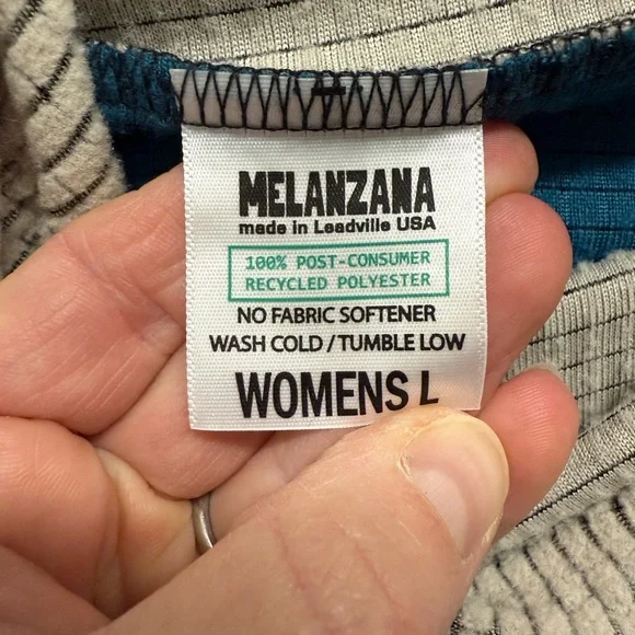 Melanzana “Mellie” Microgrid Hoodie - blue and cream - large - Picture 3 of 4